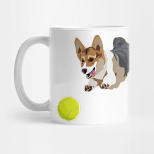 Corgi chasing ball Mug